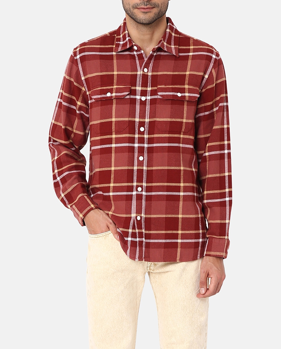 Imagen 0 de Camisa de algodón de hombre de manga larga fit relajado