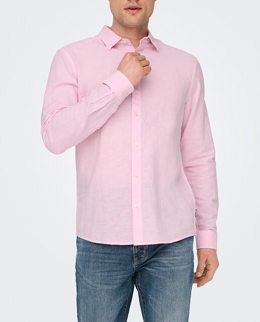 Imagen 0 de Camisa de lino de manga larga de hombre