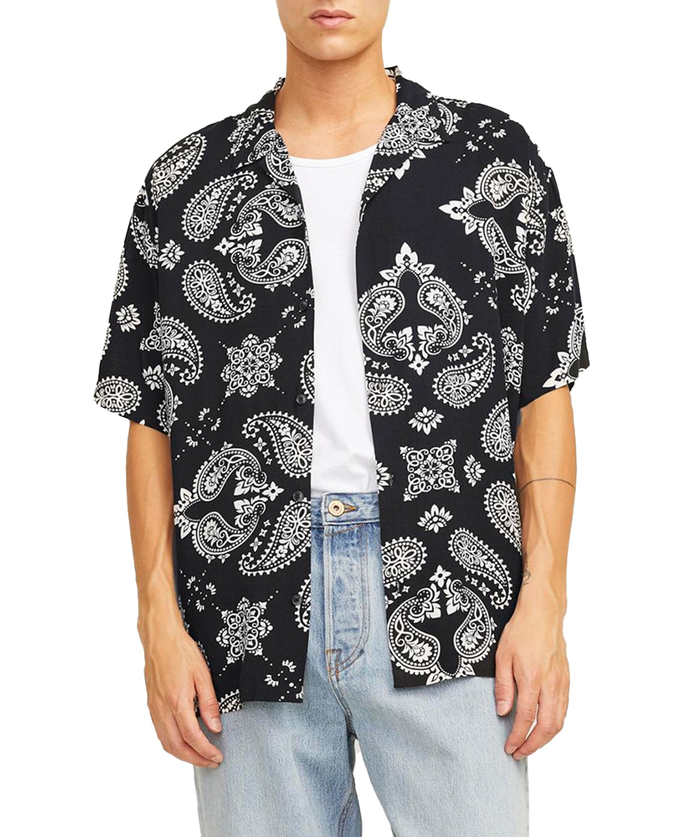 Imagen 0 de Camisa de mangas cortas con estampado y cierre mediante botones para hombre