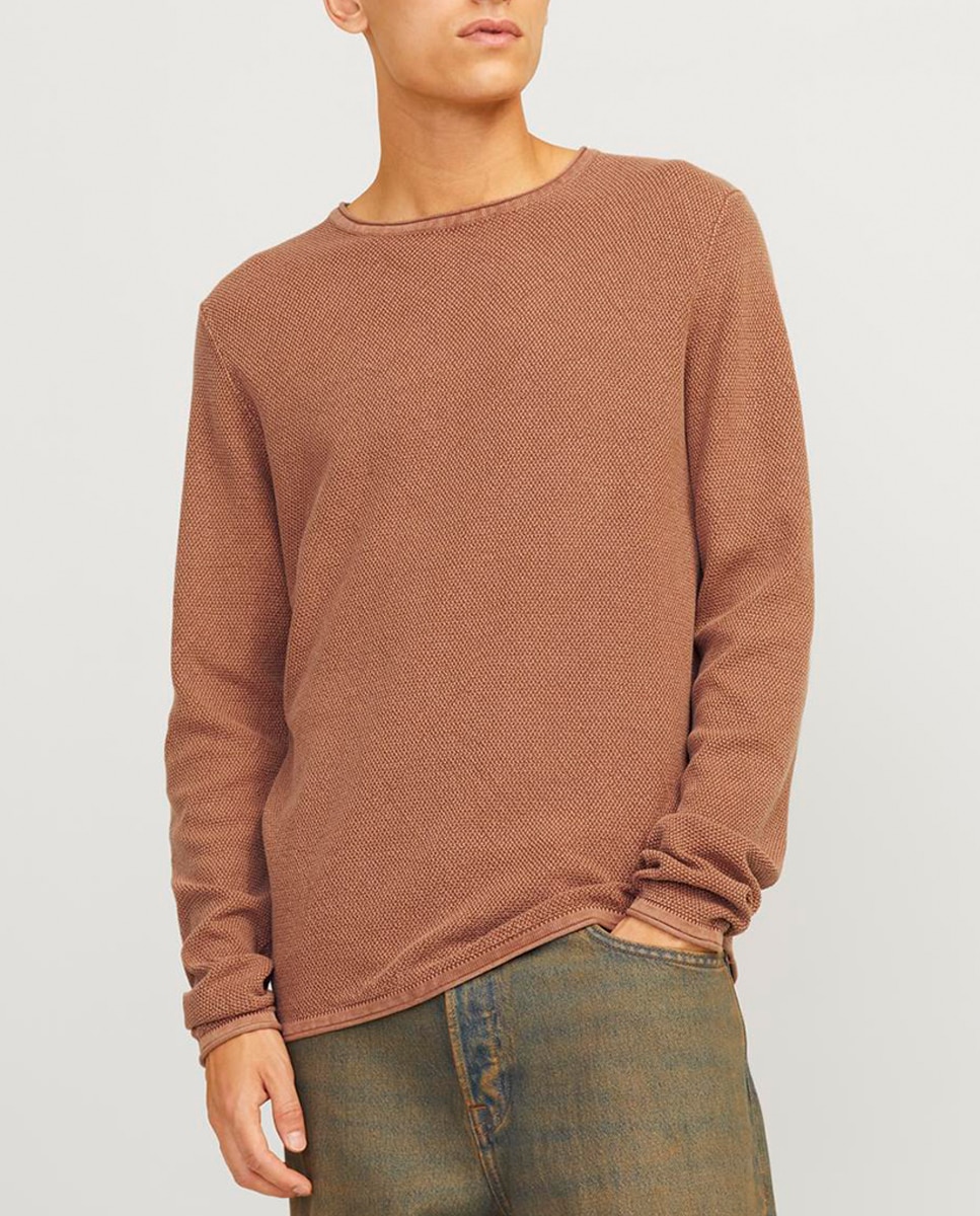 Imagen 0 de Jersey de punto con cuello redondo y manga larga para hombre