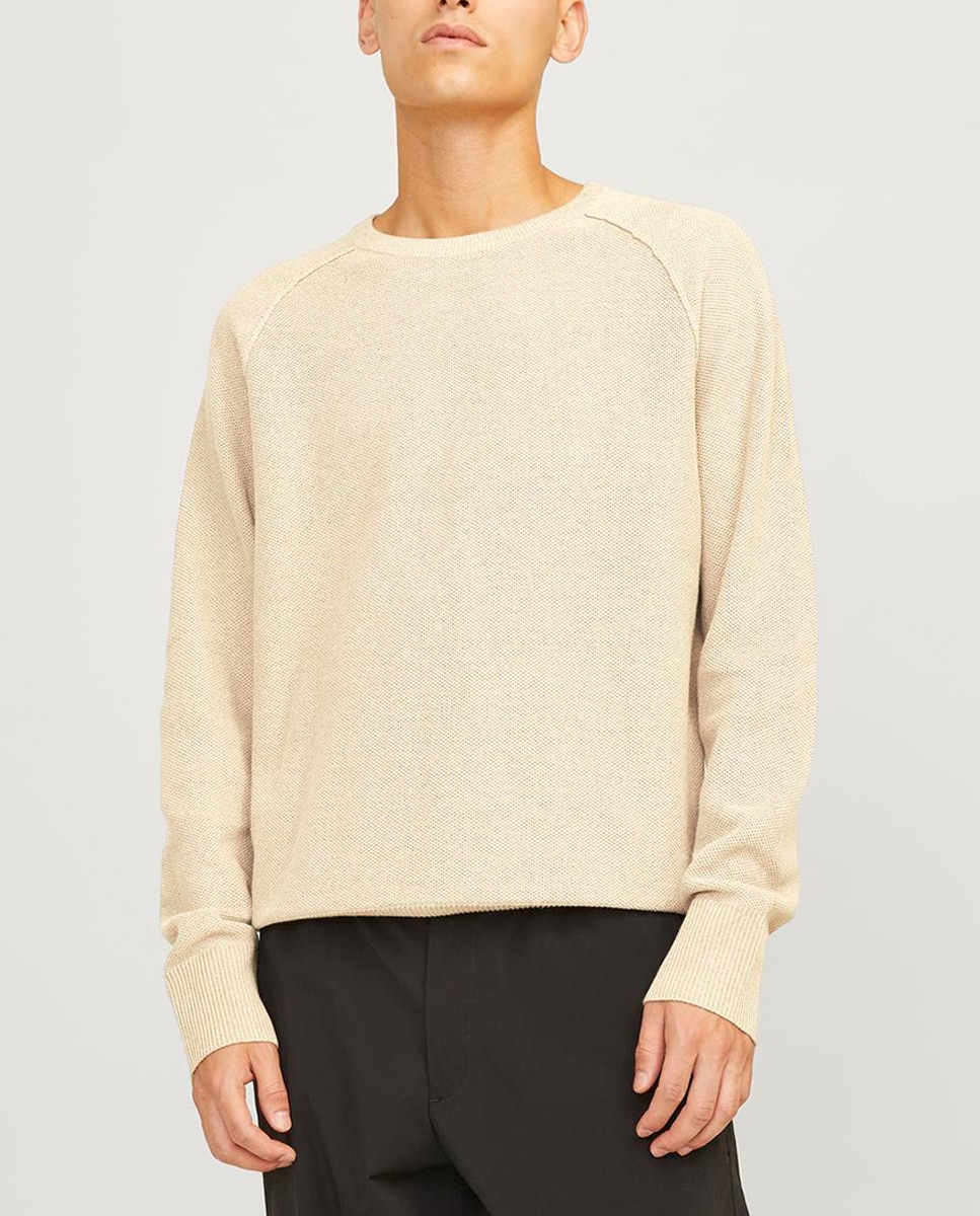 Imagen 0 de Jersey de punto con cuello redondo y manga larga para hombre