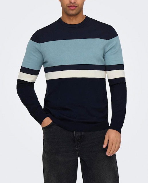 Imagen 0 de Jersey de hombre a rayas con cuello redondo