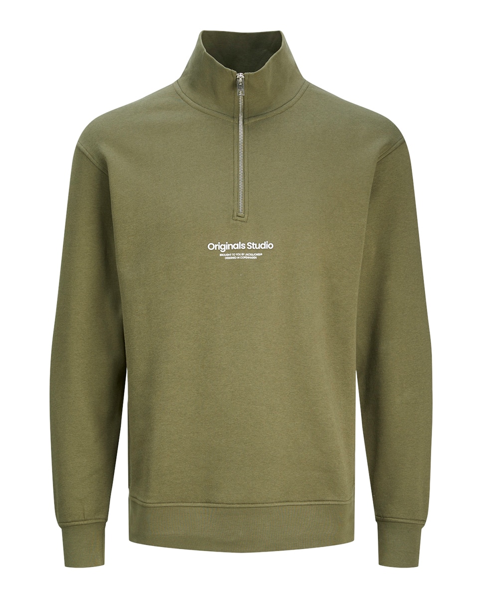 Imagen 0 de Sudadera con cremallera cuello perkins de mangas largas de hombre