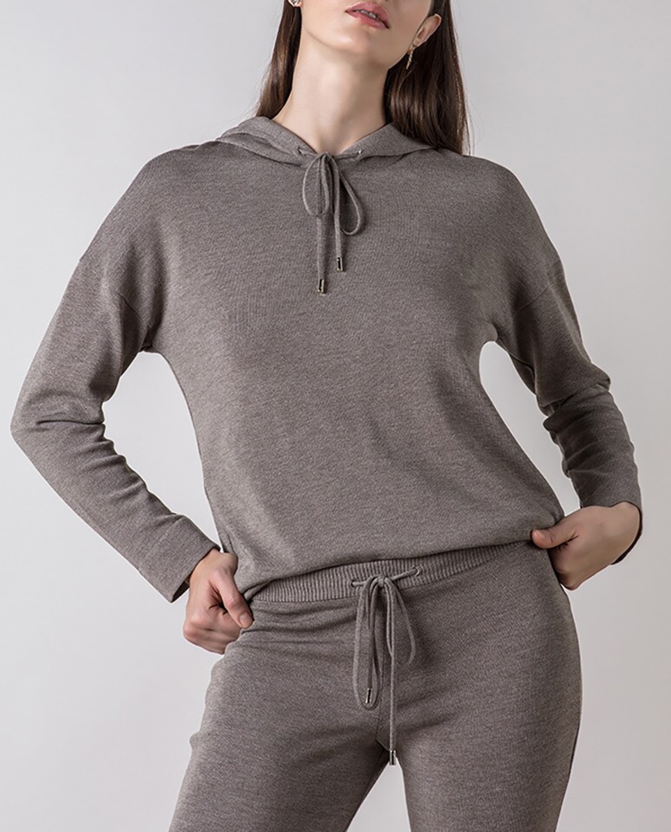 Imagen 0 de Jersey de punto de mujer con capucha