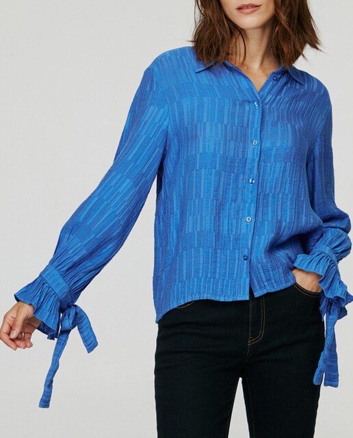 Imagen 0 de Camisa de mujer manga larga lazada