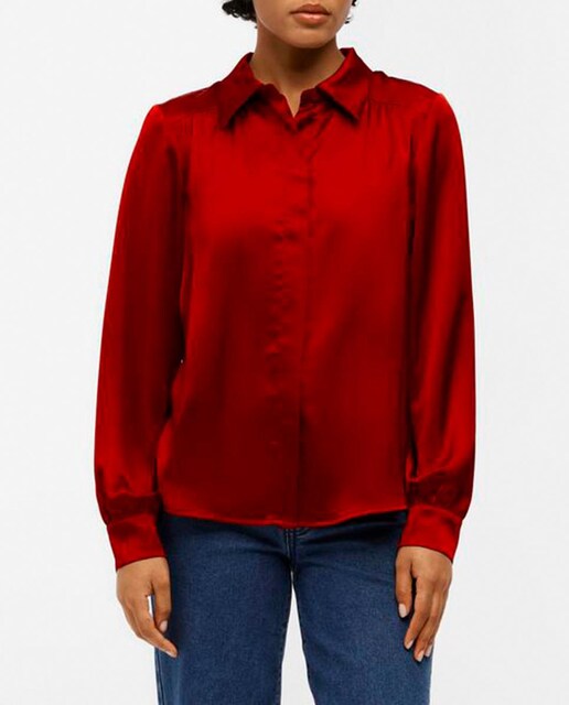 Imagen 0 de Camisa de mujer de satén manga larga
