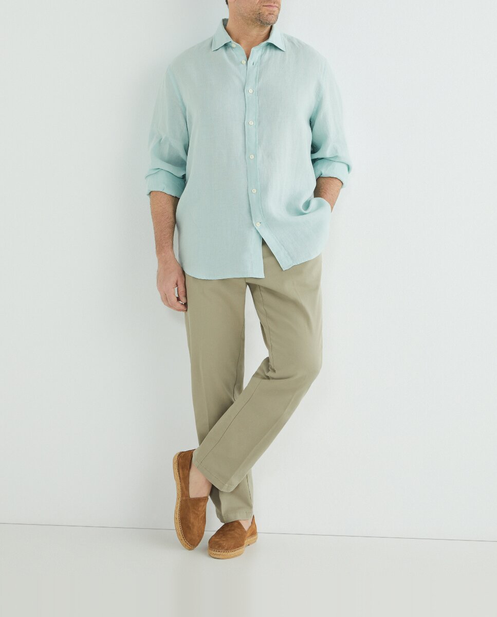 Imagen 0 de Camisa de hombre 100% lino sport  classic fit tallas grandes