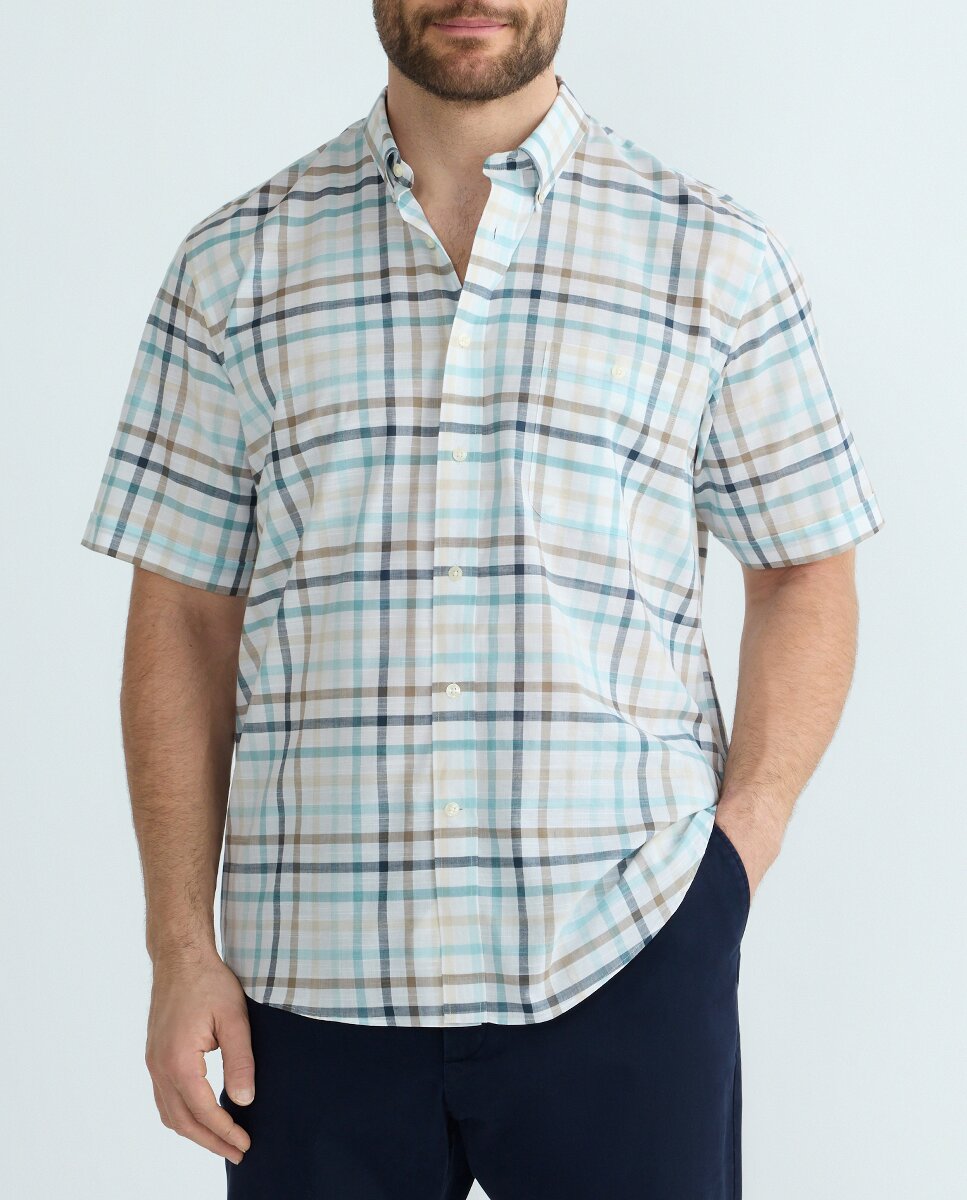 Imagen 0 de Camisa de hombre tallas grandes cuadros manga corta