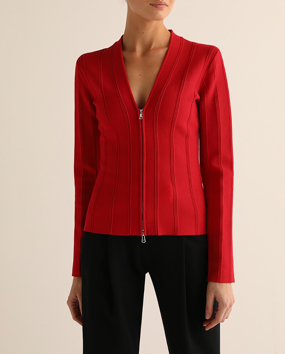 Imagen 0 de Chaqueta de punto de mujer con cierre de cremallera