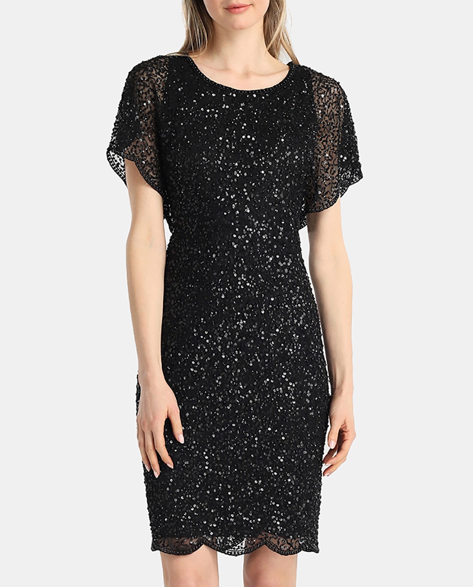Imagen 0 de Vestido negro de mujer Adrianna Papell con lentejuelas