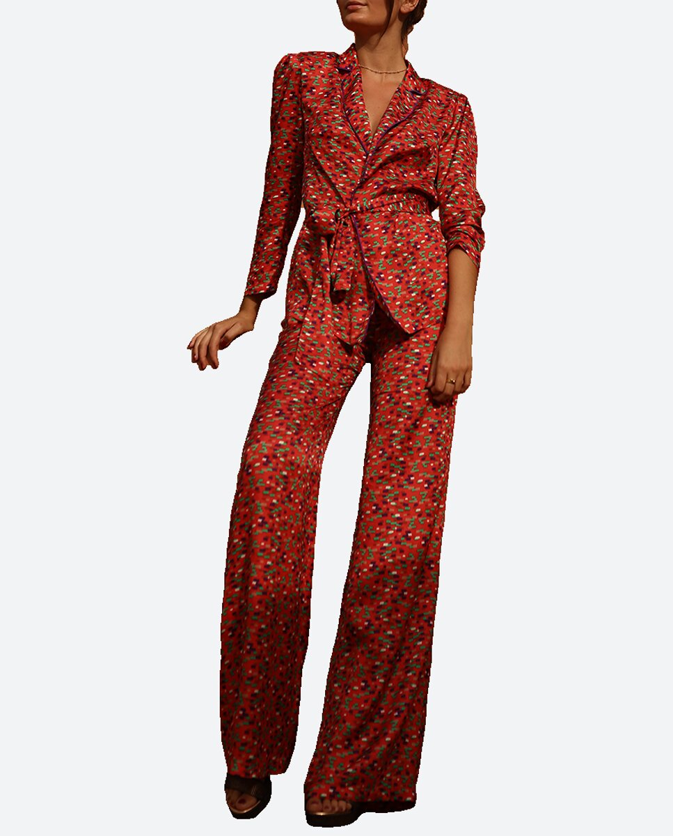 Pantalón recto estampado rojo de mujer — oferta en Primeriti