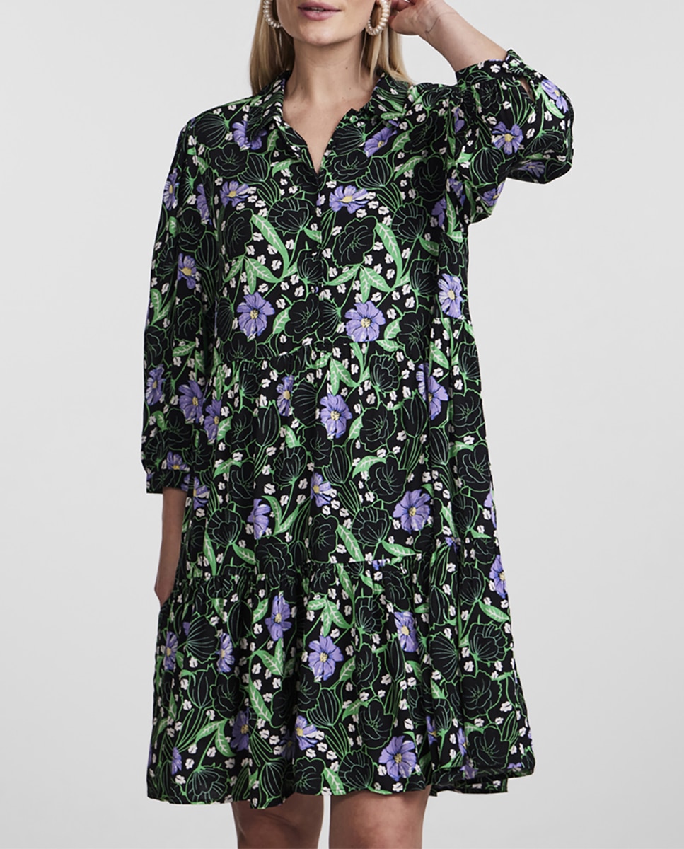 Vestido corto estampado manga tres cuartos — oferta en Primeriti