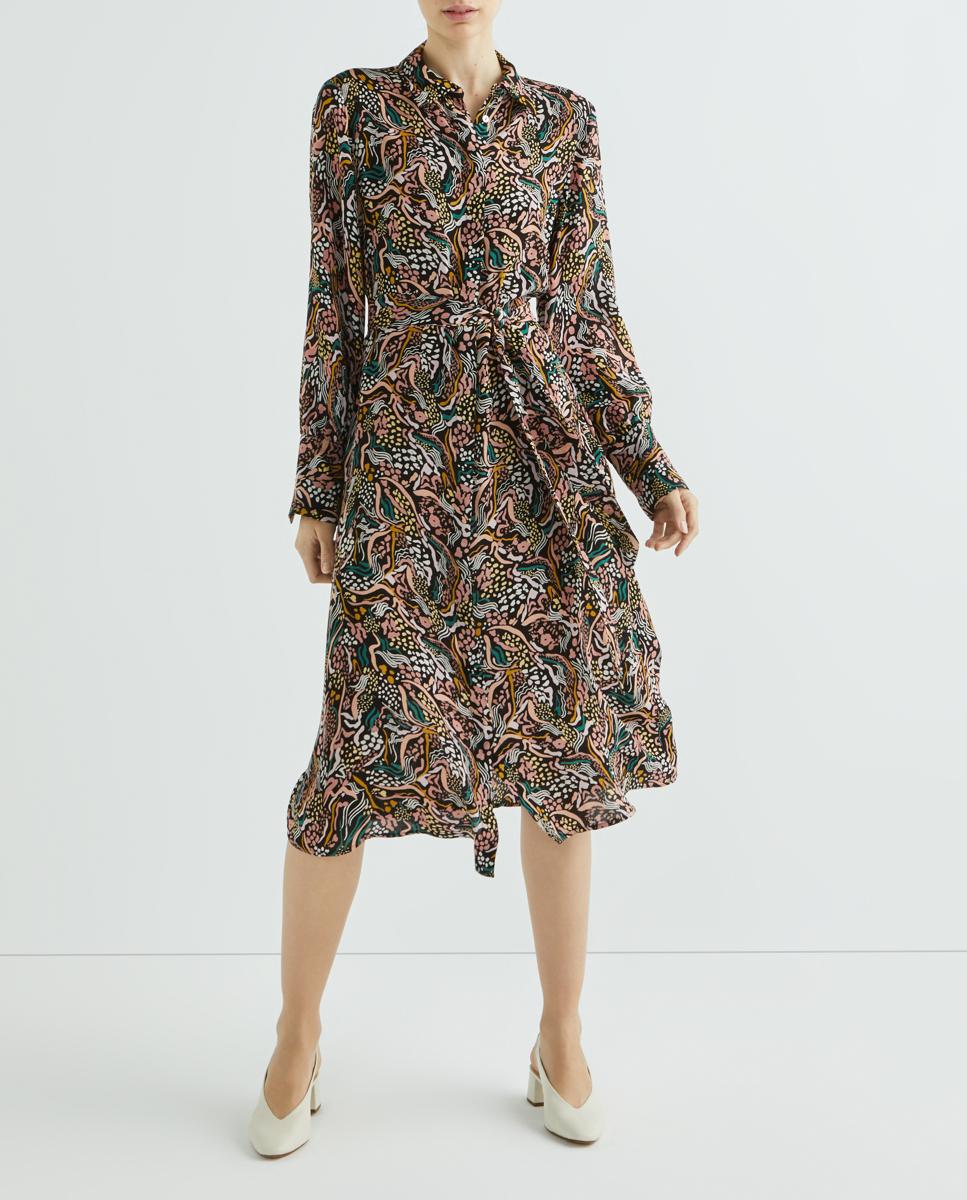 Imagen 0 de Vestido largo camisero estampado de manga larga