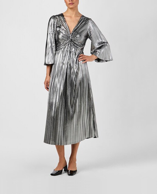 Imagen 0 de Vestido drapeado plateado