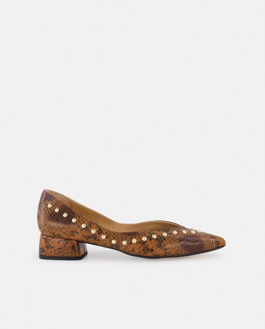 Imagen 0 de Zapatos de salón de mujer en piel con tacón bloque - Línea Comfort