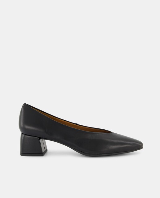 Imagen 0 de Zapatos de salón de mujer en piel con puntera redonda y tacón bloque