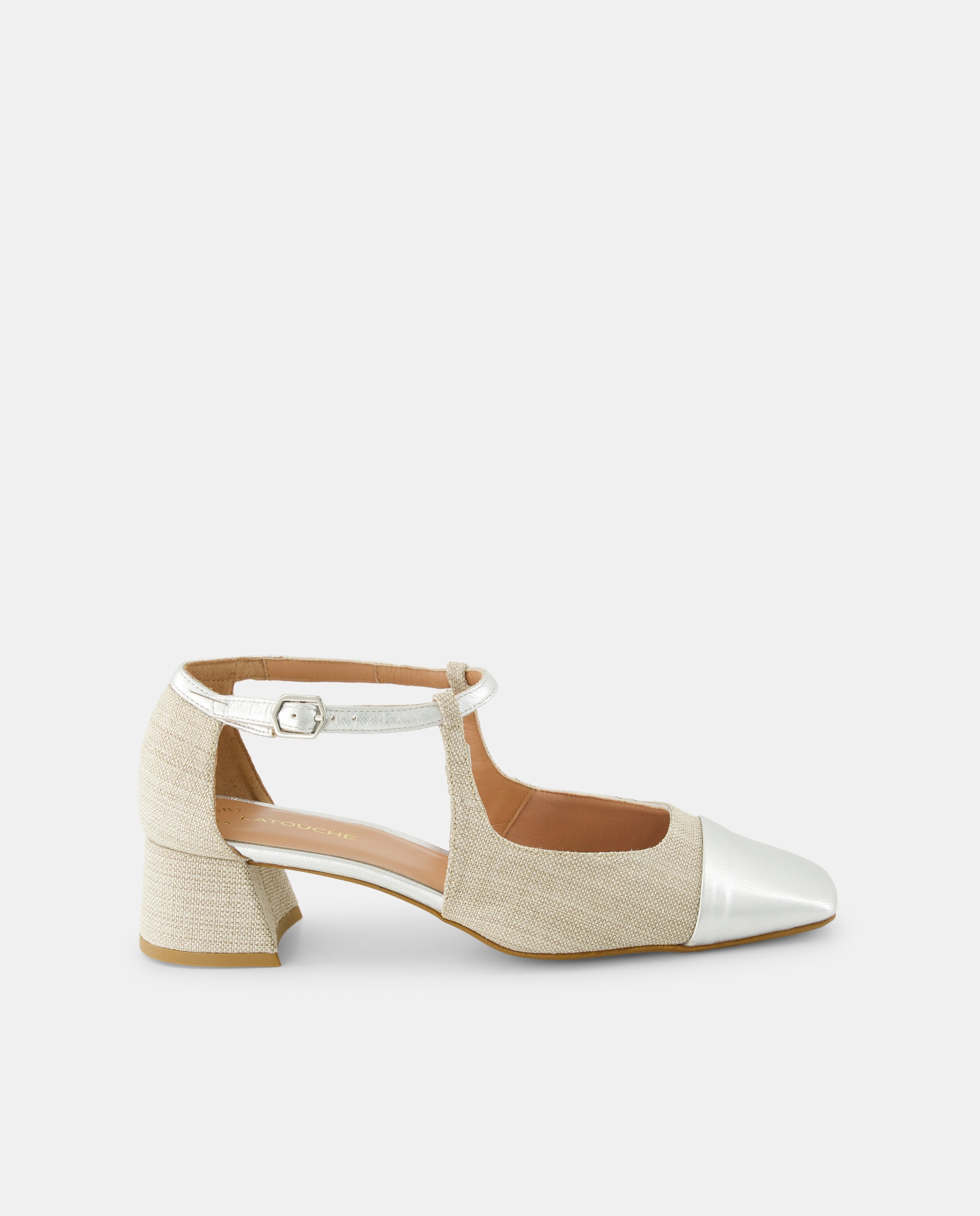 Imagen 0 de Zapatos de salón de mujer en textil con tacón bloque - Línea Comfort