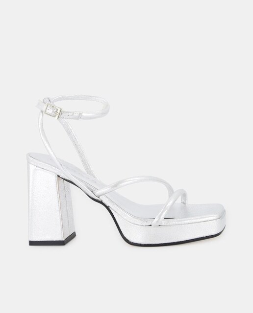 Imagen 0 de Sandalias de tacón de mujer en piel con plataforma y tacón bloque