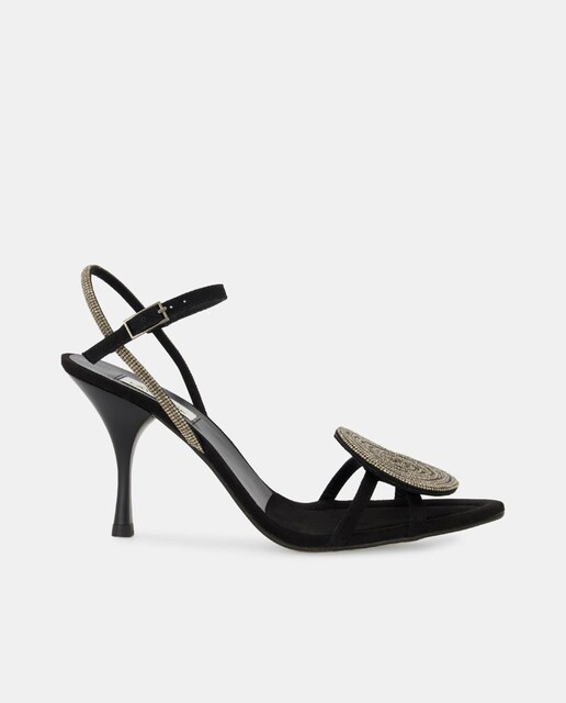 Imagen 0 de Sandalias de tacón de mujer en ante con strass - Línea Atelier