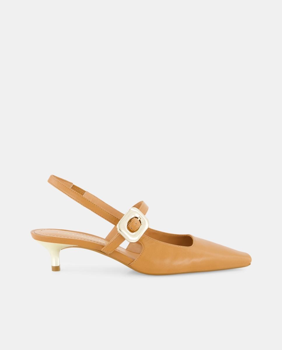 Imagen 0 de Zapatos de salón de mujer destalonados en piel con tacón embudo