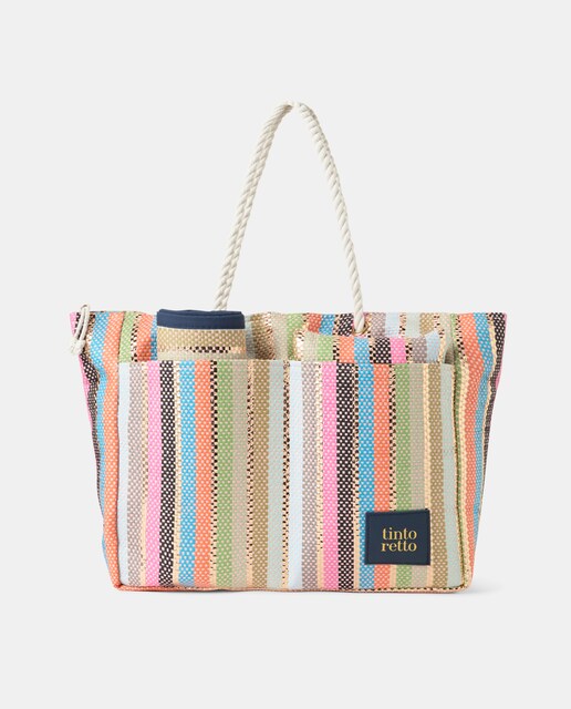 Imagen 0 de Maxi shopper de playa estampado de papel