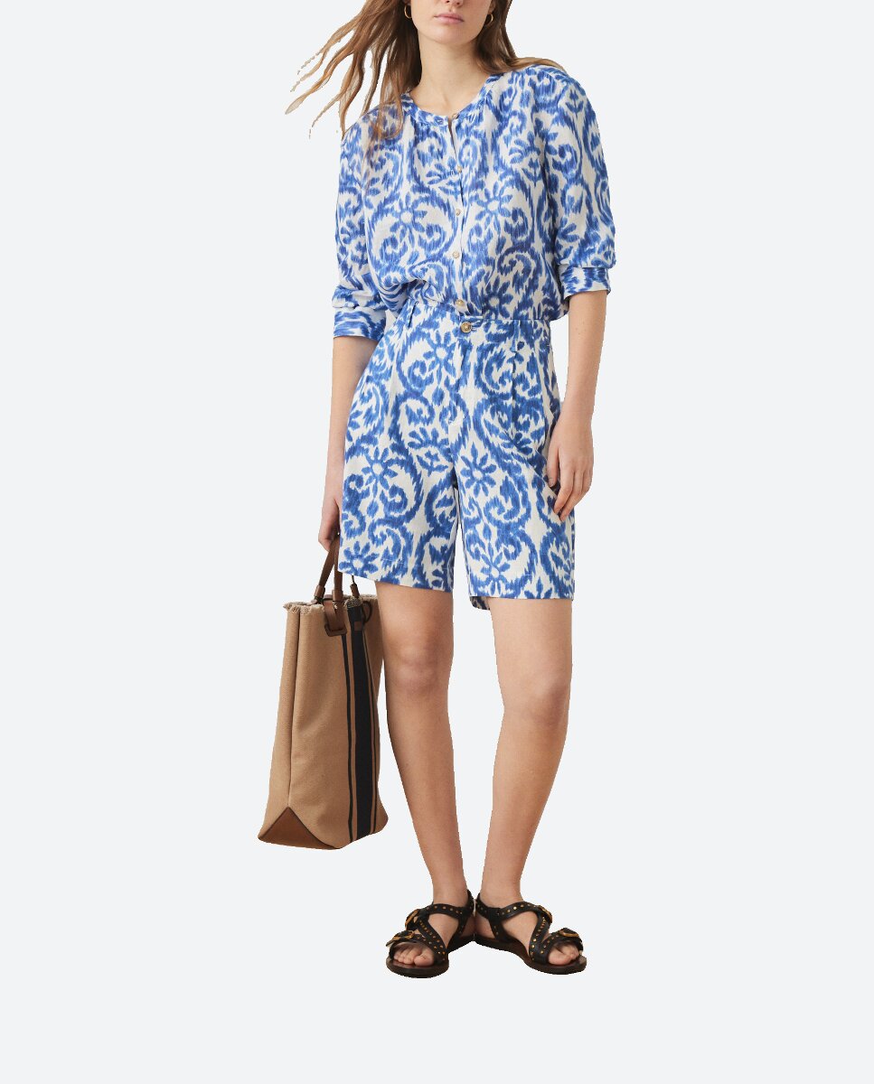 Imagen 0 de Bermuda con lino de mujer estampada