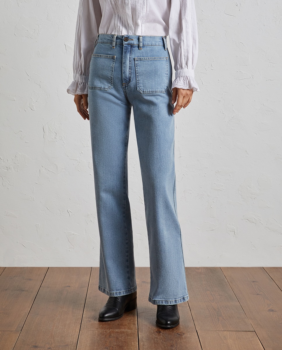 Vaquero flare de mujer bolsillos frontales — oferta en Primeriti