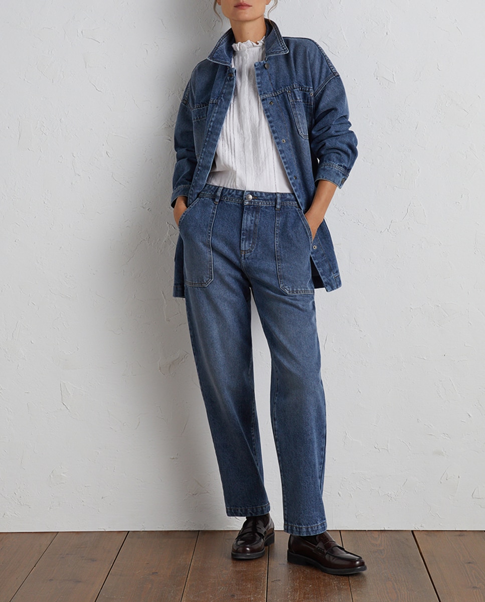 Pantalon de mujer liso con bolsillos patch — oferta en Primeriti