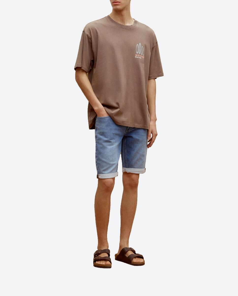 Imagen 0 de Bermuda vaquera de punto para hombre