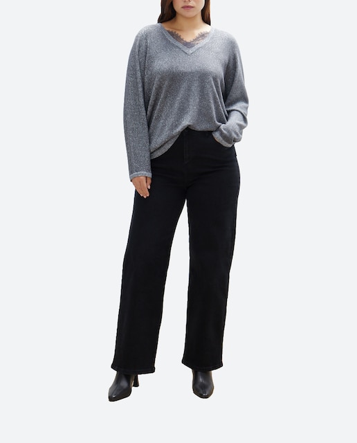 Imagen 0 de Jersey de mujer con cuello pico y lúrex