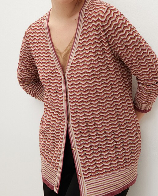 Imagen 0 de Chaqueta de punto con dibujo en zigzag de mujer