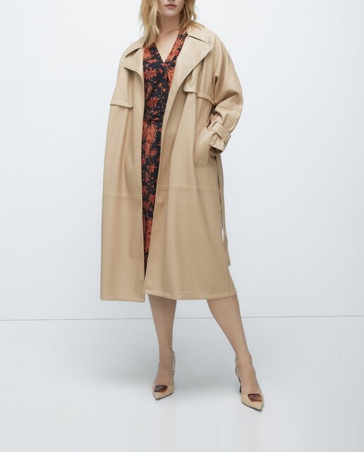 Imagen 0 de Gabardina larga lisa mujer