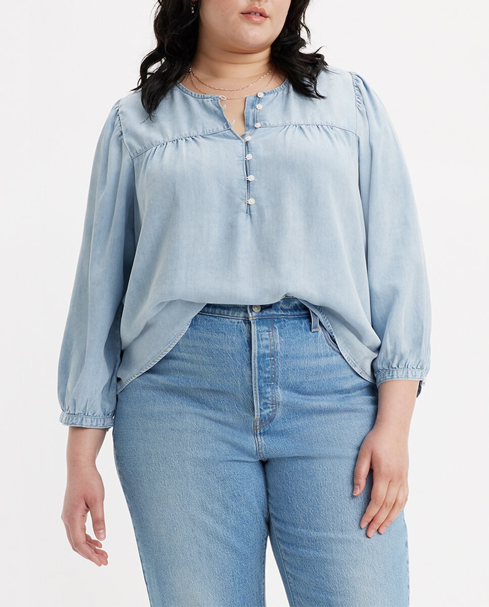 Imagen 0 de Blusa vaquera de mujer de manga larga
