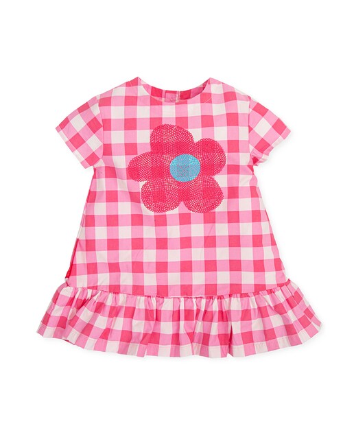 Imagen 0 de Vestido cuadros con flor icónica frontal