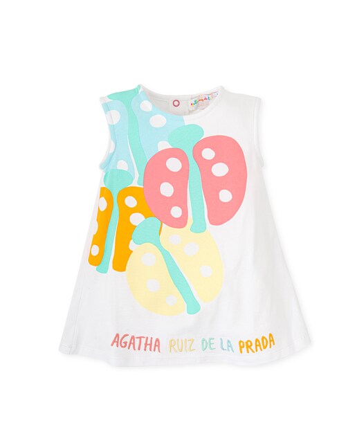 Imagen 0 de Vestido de punto liso con estampado frontal de mariposas