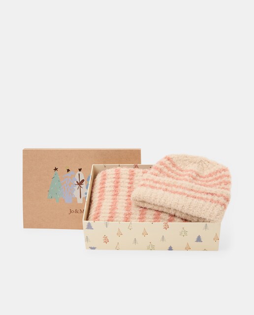 Imagen 0 de Conjunto gorro-bufanda estampado rayas
