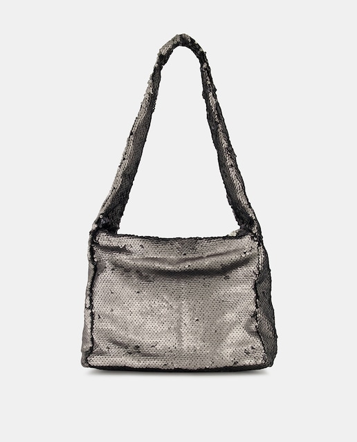 Imagen 0 de Bolso de hombro mediano de fiesta con lentejuelas plateadas