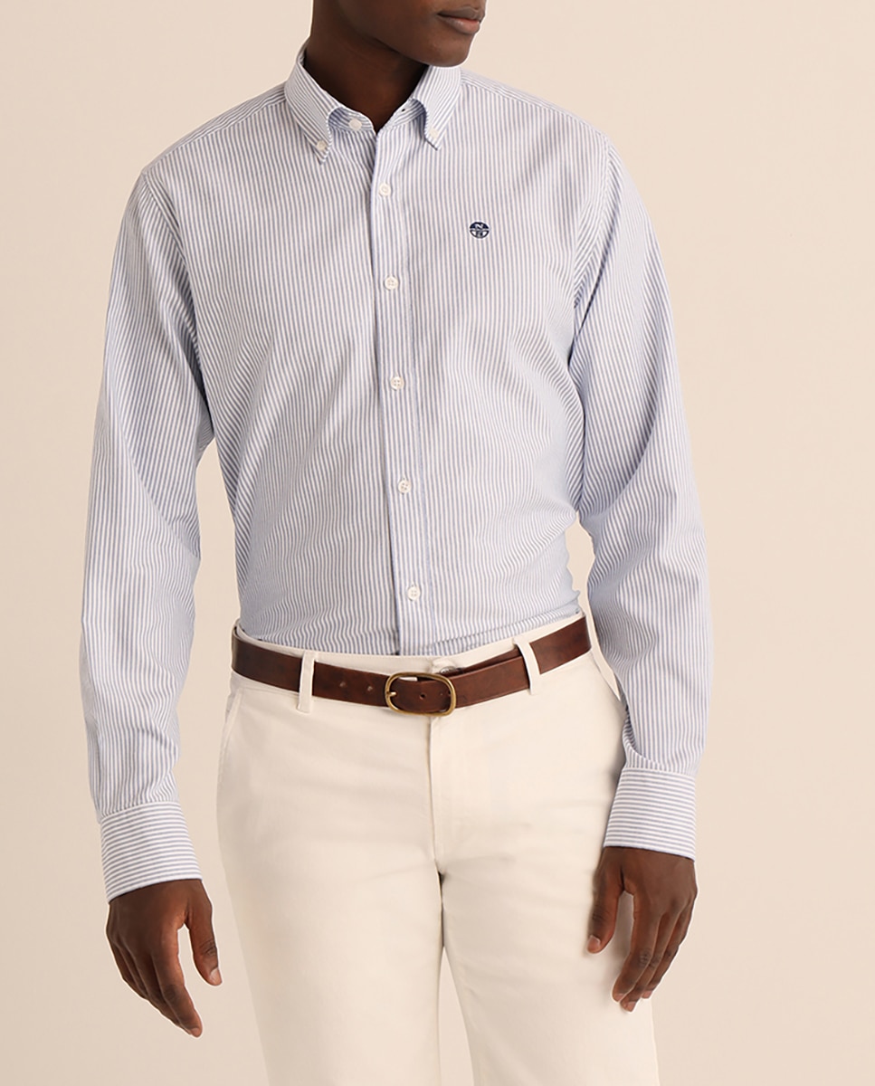 Camisa de hombre regular de rayas azul — oferta en Primeriti