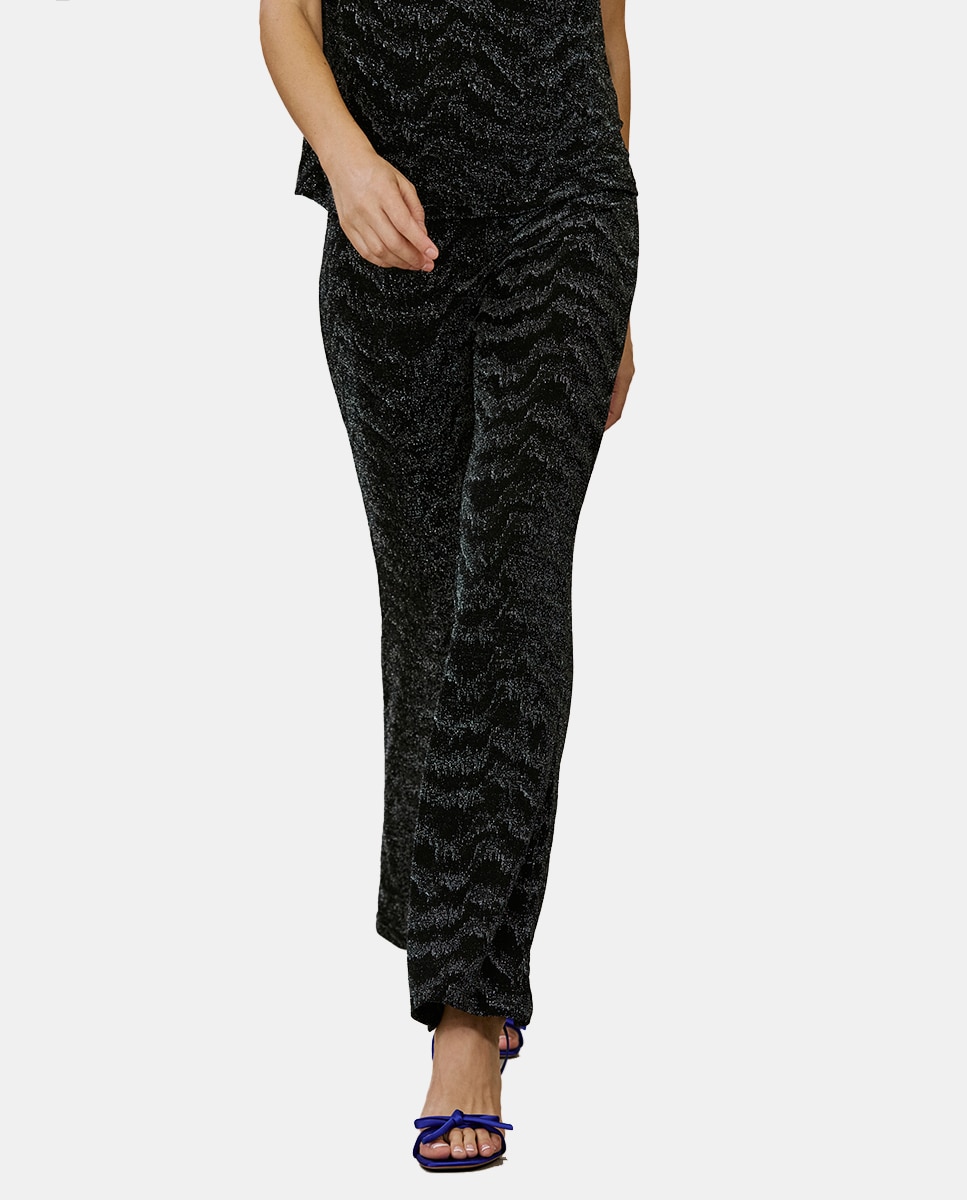 Imagen 0 de Pantalón flared de mujer tejido brillante