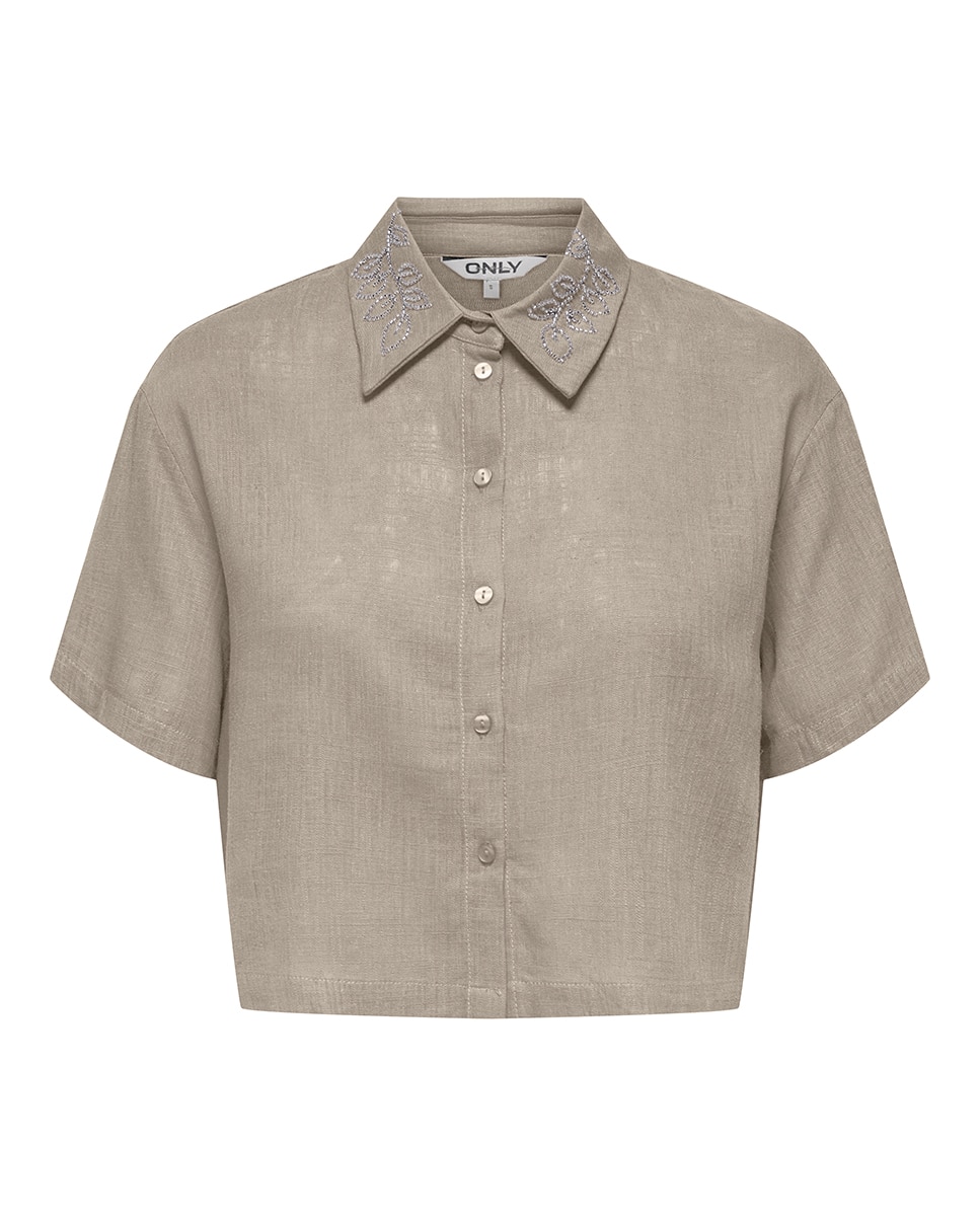 Imagen 0 de Camisa de mujer corta con detalle en el cuello