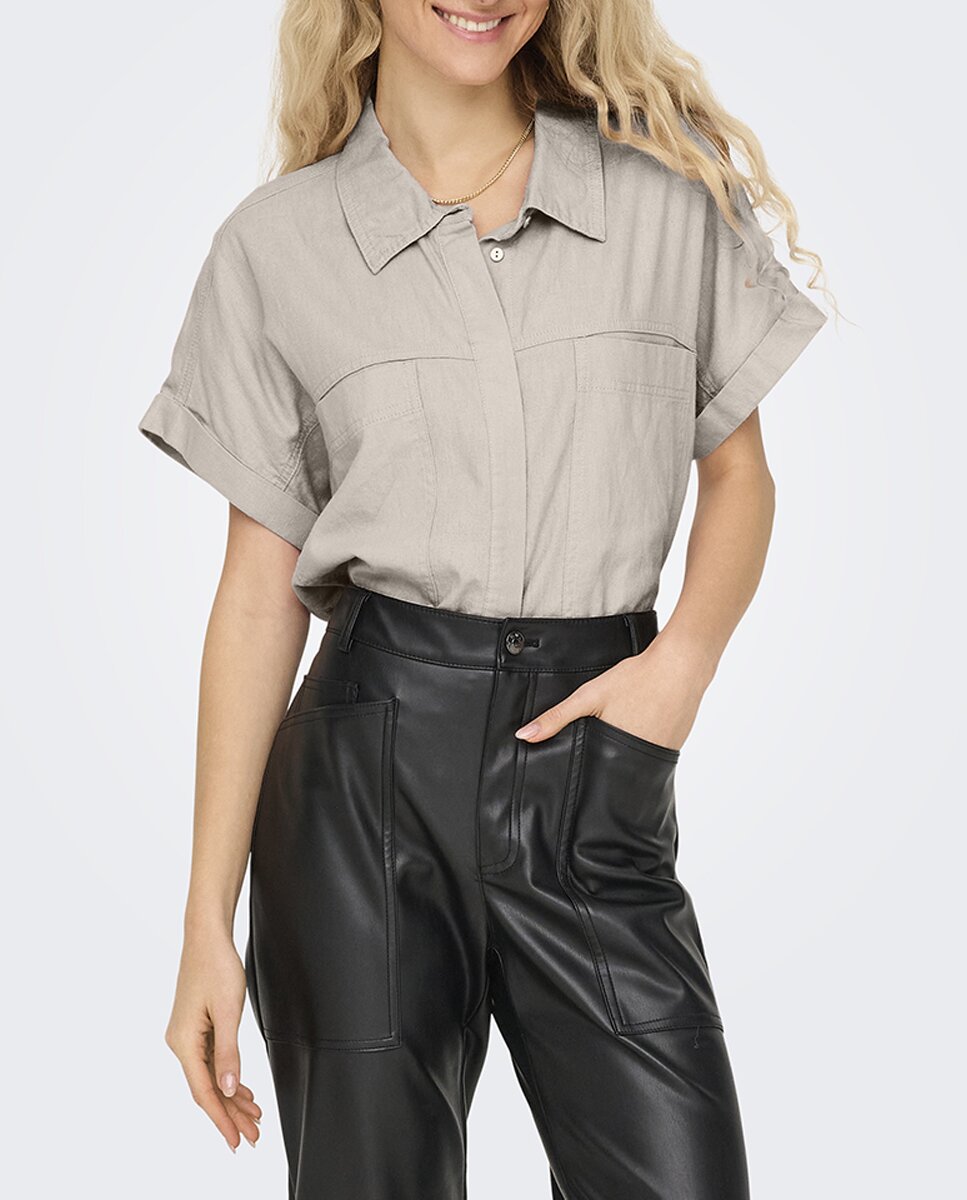 Imagen 0 de Camisa de mujer de lino corta manga corta