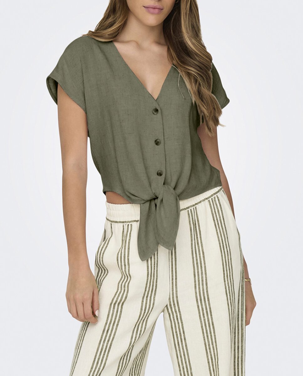 Imagen 0 de Blusa de mujer de lino con nudo