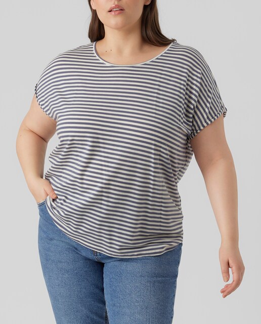 Imagen 0 de Camiseta básica de rayas talla grande