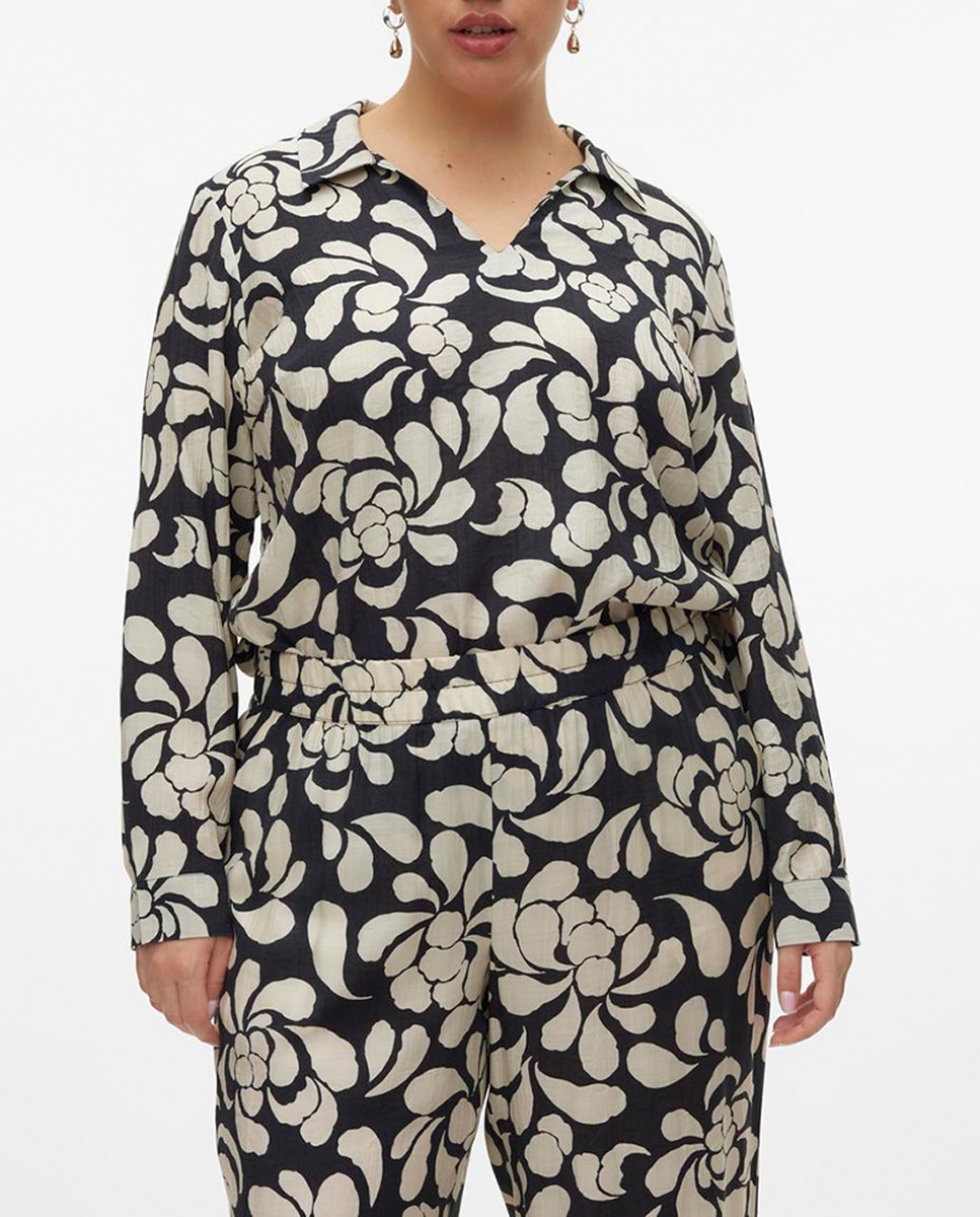 Imagen 0 de Camisa estampada abotonada de mujer de talla grande