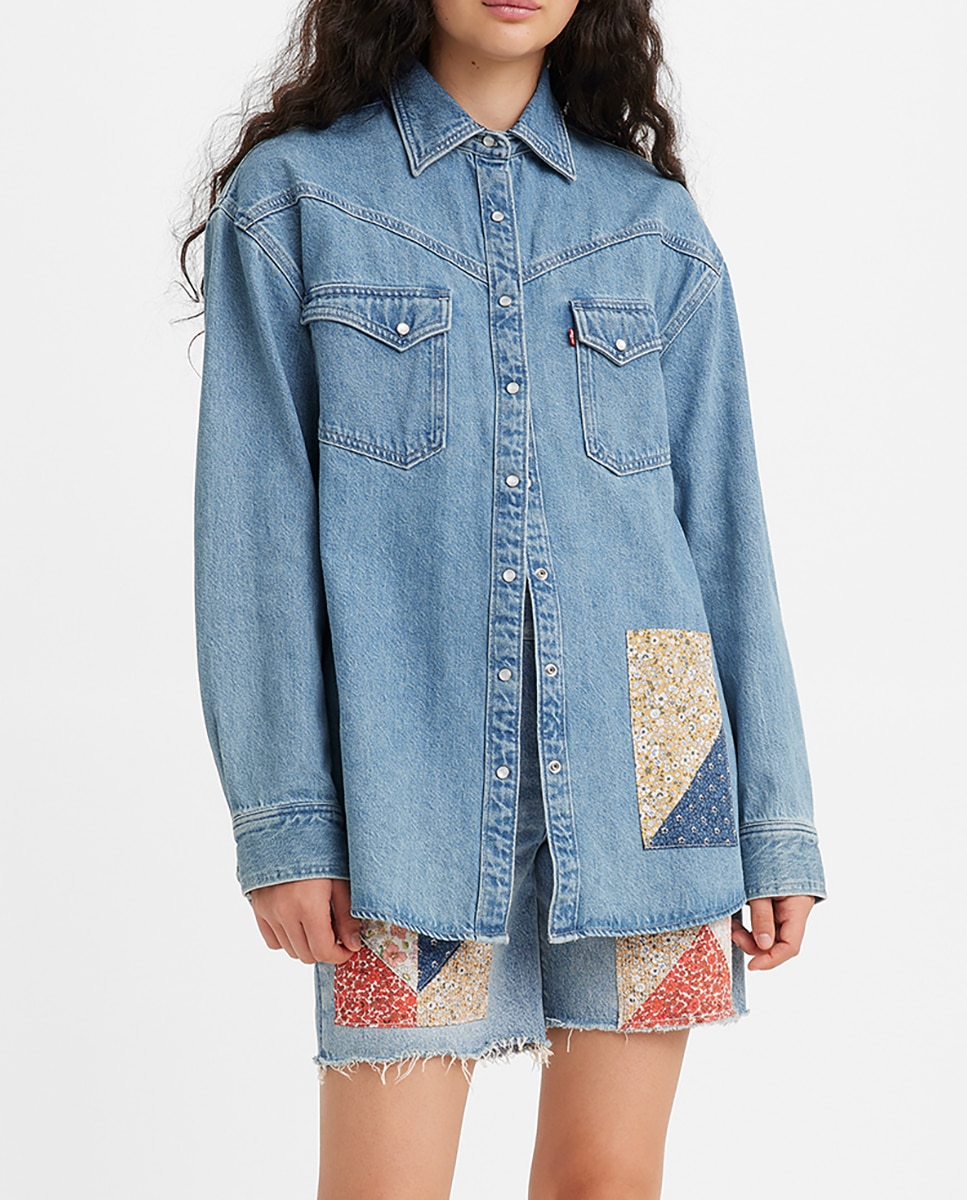 Imagen 0 de Camisa vaquera de mujer de manga larga oversize