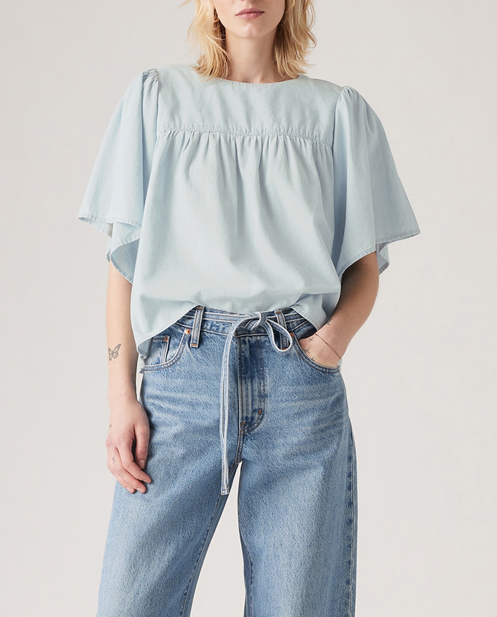 Imagen 0 de Blusa vaquera de mujer de manga corta