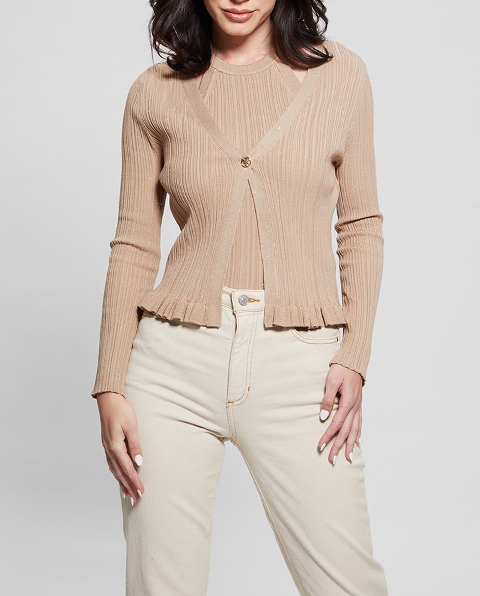 Imagen 0 de Cardigan de mujer de punto con volante.