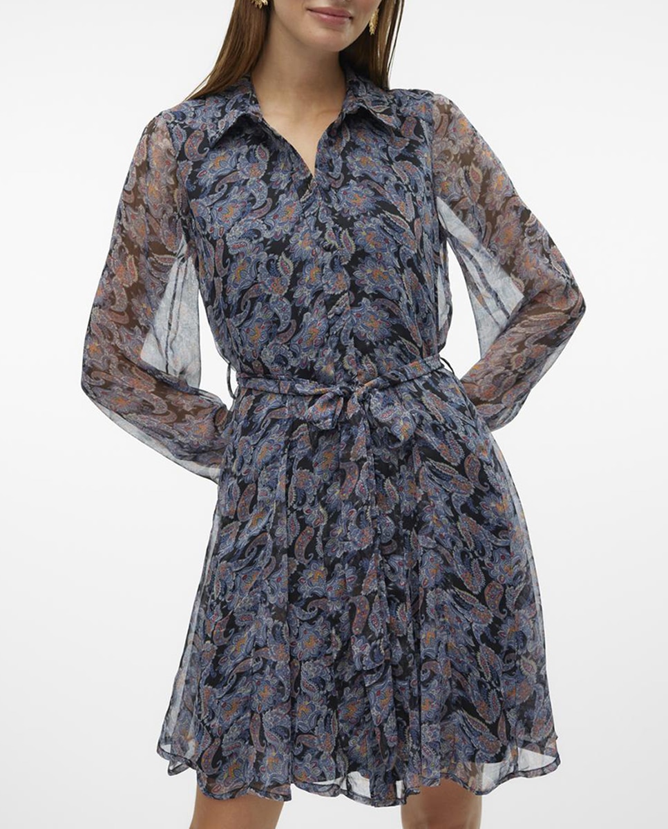 Imagen 0 de Vestido corto tejido vaporoso