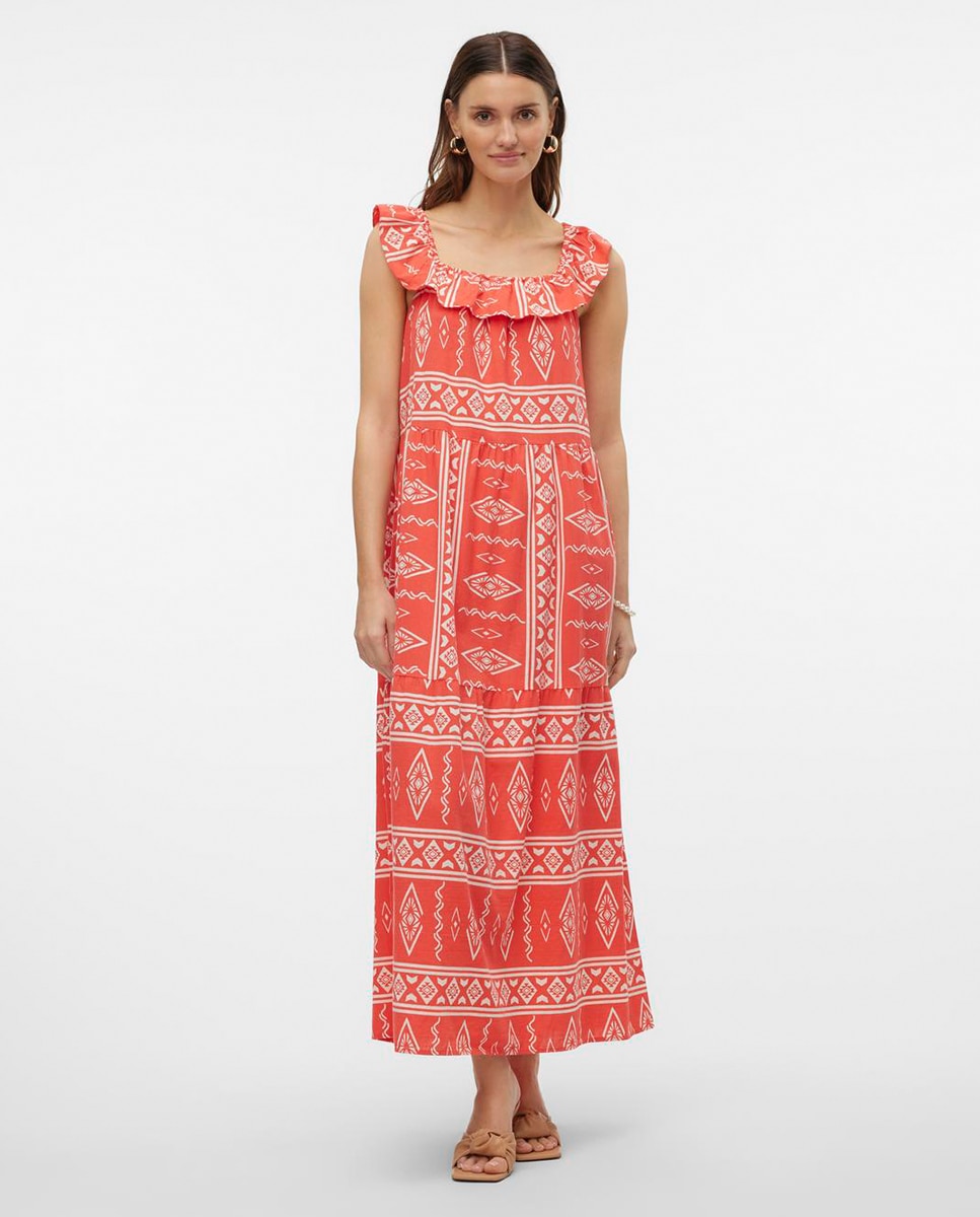 Imagen 0 de Vestido estampado con volantes en mangas