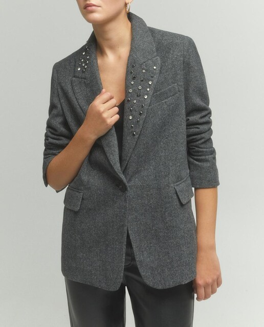 Imagen 0 de Chaqueta de vestir de mujer de espiga con piedras